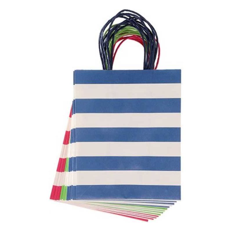 Gift Bag: Medium Stripe Navy/Pink, 8 X 10" 13 Pcs.