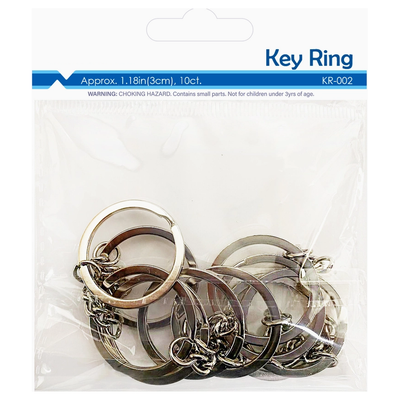10 ct. Key Ring w/chain, 1.18"