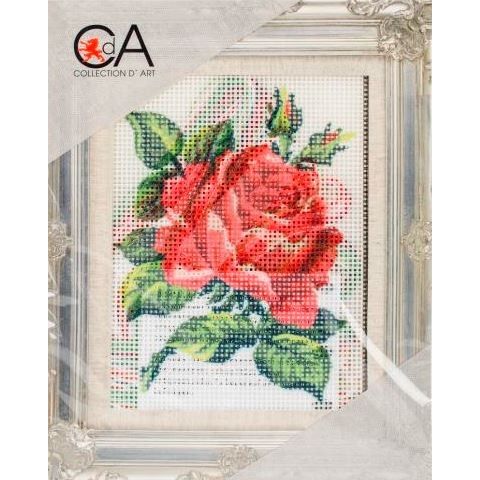 Needlepoint red rose 5.5"x7"