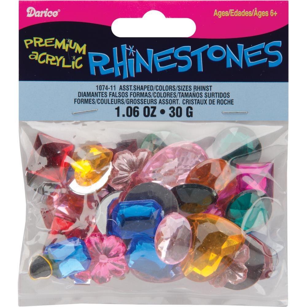 Rhinestone Assorted Colors And Shapes 30 Grams (Closeout)