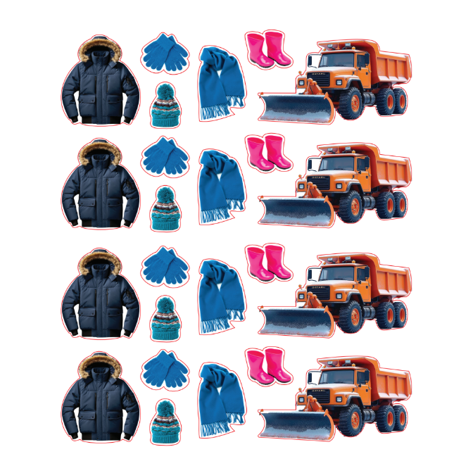 Winter Shape Stickers Die Cut Color Print 10/pk
