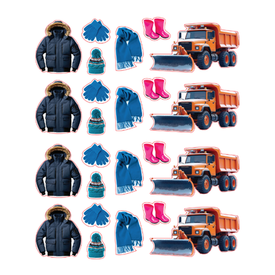 Winter Shape Stickers Die Cut Color Print 10/pk