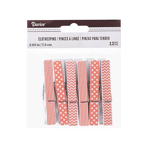 Decorative Coral Print.Clothespins:2.75", 12 pcs.