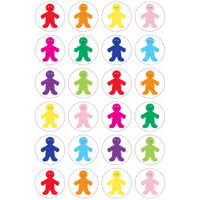 Rainbow People Stickers 1" (3 Sheets)