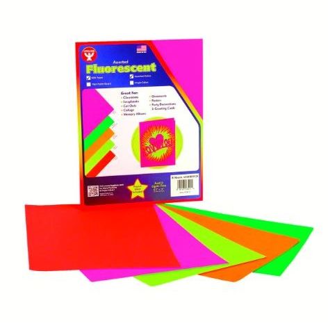 Fluorescent paper 8.5"x11" assorted 15/PK