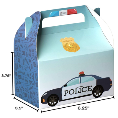 Paper Treat Boxes Police 6.25" X 3.75" X 3.5" 10 Pack