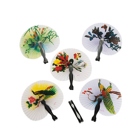 Paper Mini Oriental Folding Fans 12/pk