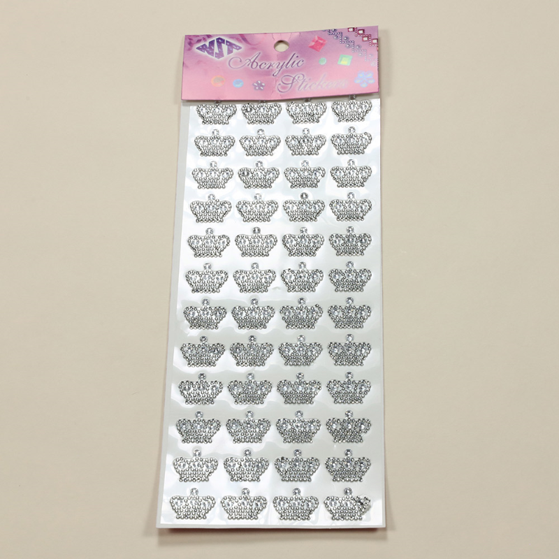 Adhesive Rhinestone Crown Silver 48/pk