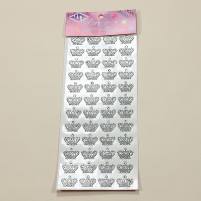 Adhesive Rhinestone Crown Silver 48/pk