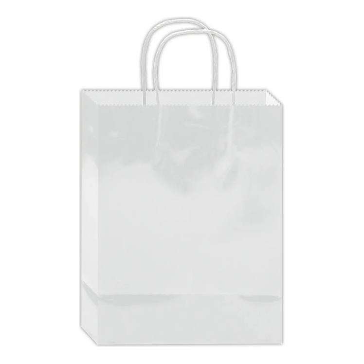 Glossy Gift Bag White 10x8x4"