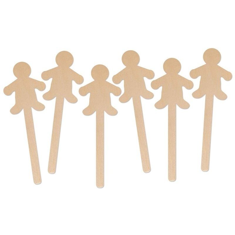 Wooden People Sticks 6/pk
