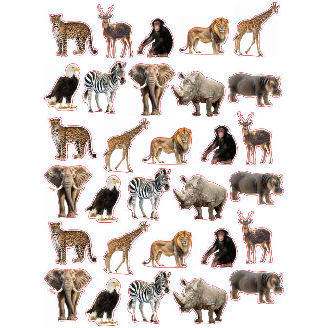 Wild Animal Die Cut Stickers Color Print 10/pk