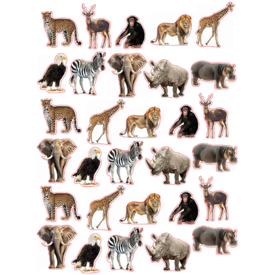 Wild Animal Die Cut Stickers Color Print 10/pk
