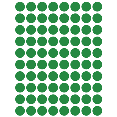 Color Coding Dot Stickers All 1/2" Green 13mm Color Print 32/pk