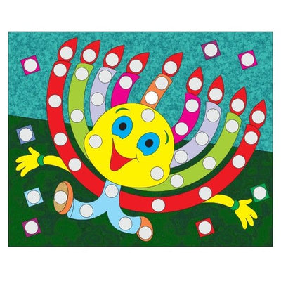 Chanukah Pom Poms (Menorah)  6.5″ x 8 ”  50 Pom Poms