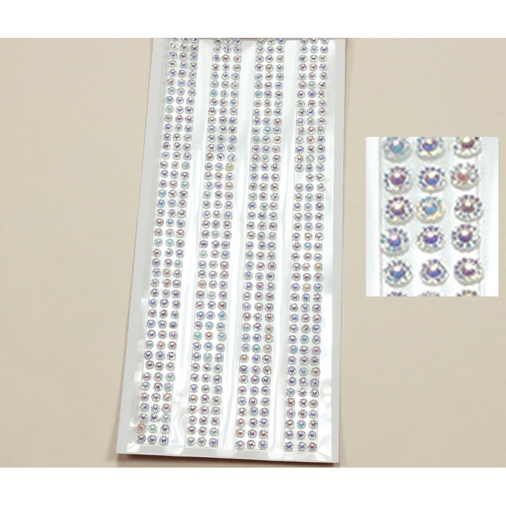 Adhesive Rhinestone Flower Ribbon Multi Color 5mm 504/pk