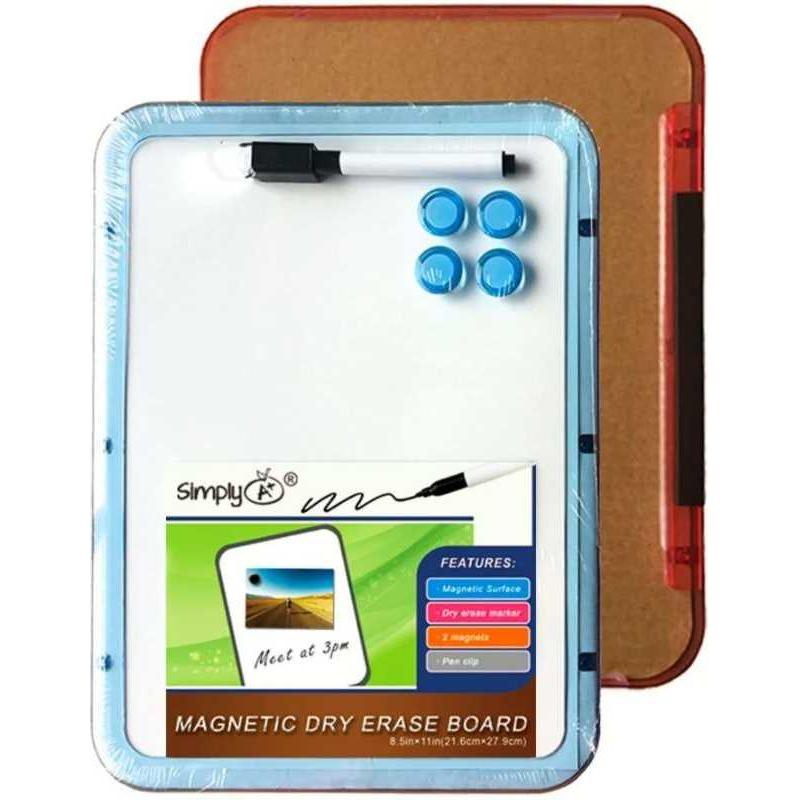 Dry Erase Board 8.5"x11" Includes Marker and 4 Magnets