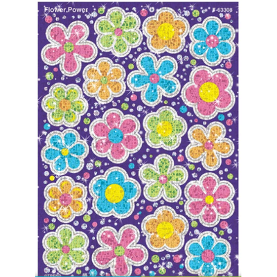 Flower Power Sparkle Stickers 4 1/8" x 5 3/4" (2 Sheets)