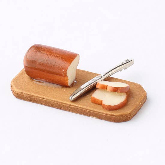 Miniature Bread On Wood Cutting Board 1.5" x .8"