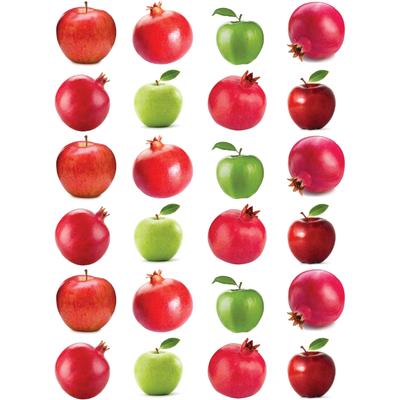 Red Apple and Pomegranate Stickers Round 25mm Color Print 10/pk