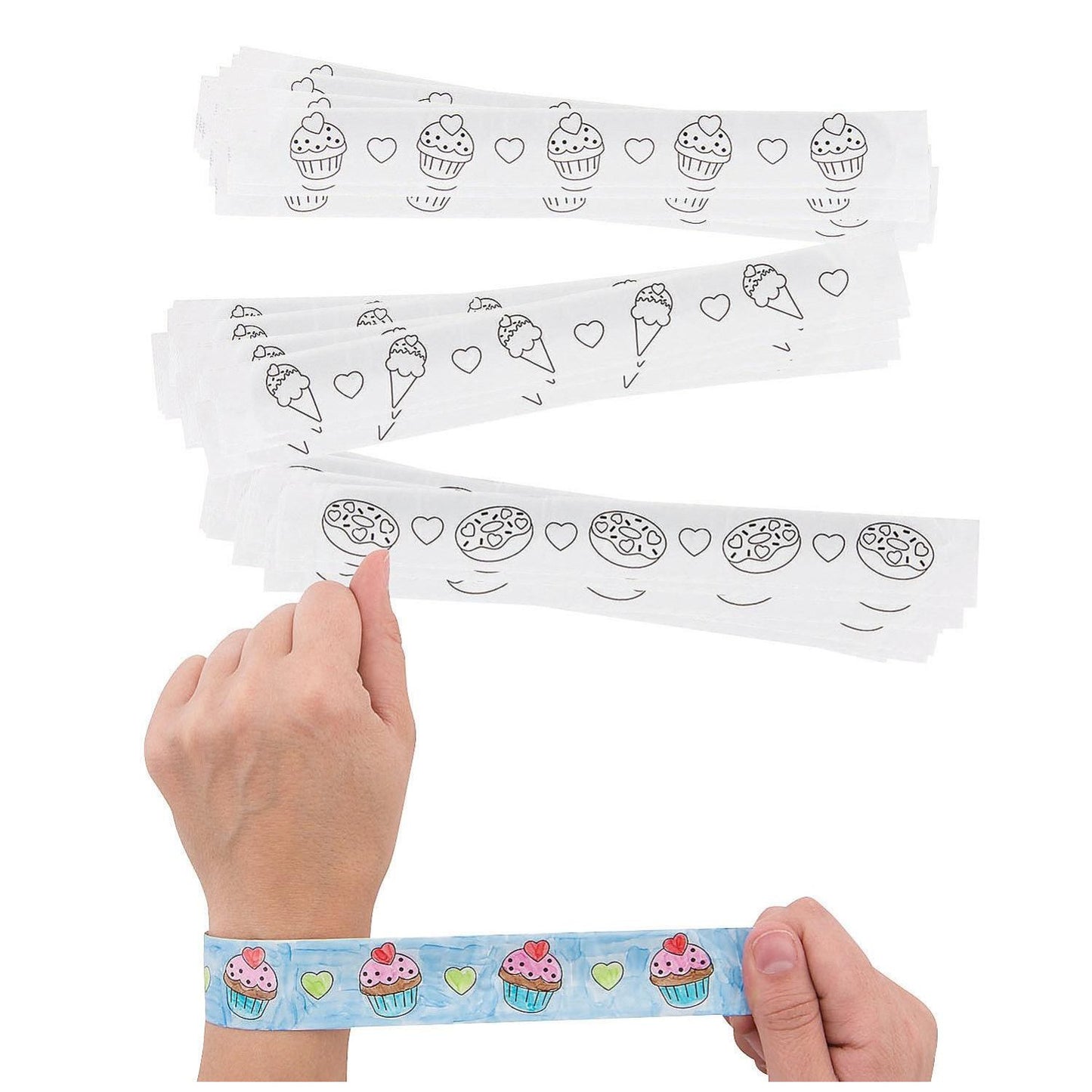 Bulk Color Your Own Sweet Treats Slap Bracelets ,Assorted, 9" 48/pk