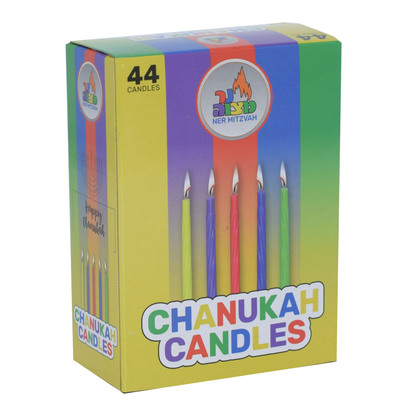 Standard Chanukah Candles Colored 44/pk
