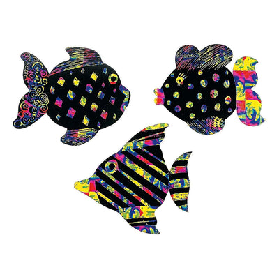 4" Rainbow Colors Magic Color Scratch Fish Ornaments - 24 Pc.