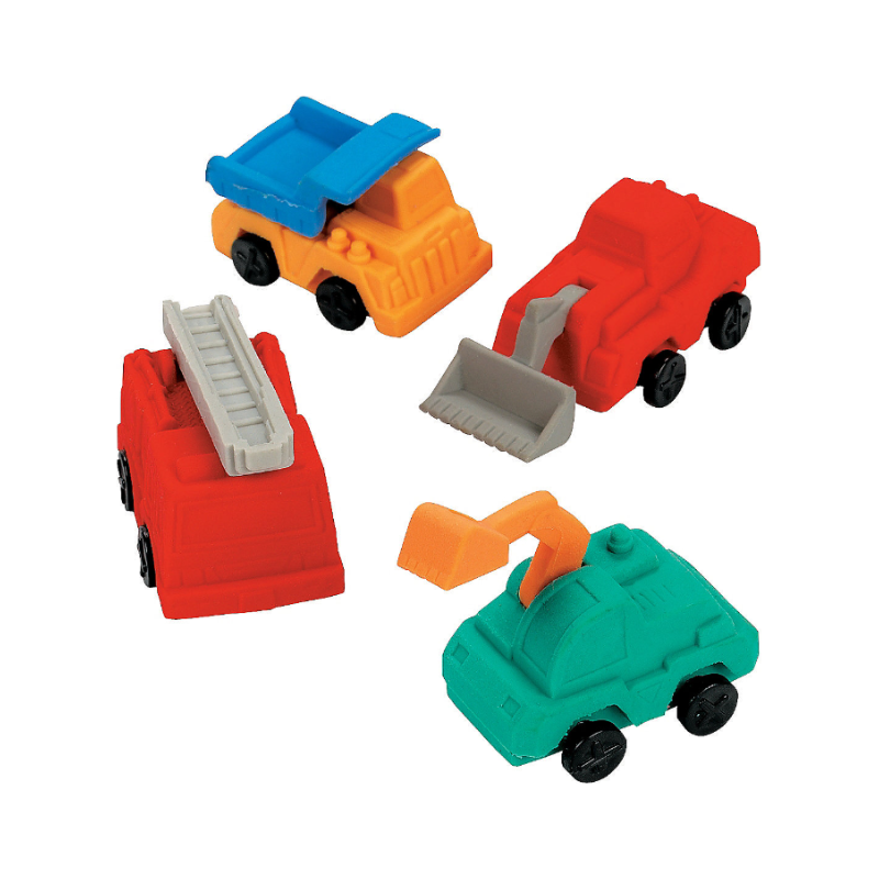 Construction Truck Erasers 12/PK