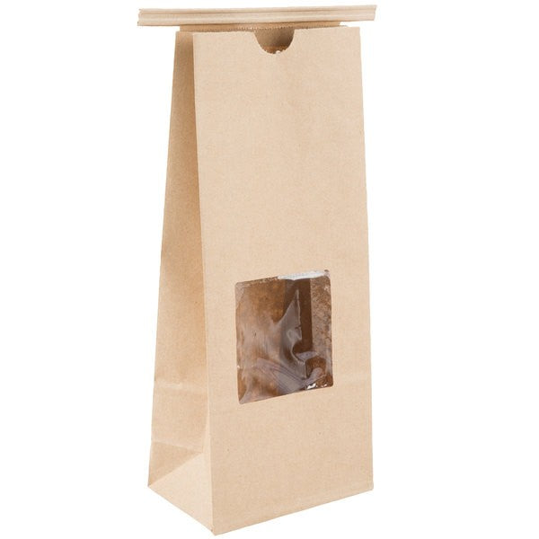 Brown Window Craft Paper Bag 4 1/4" x 9 3/4" 100/pk (Closeout)