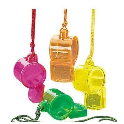 Plastic Transparent Whistles 12/pk