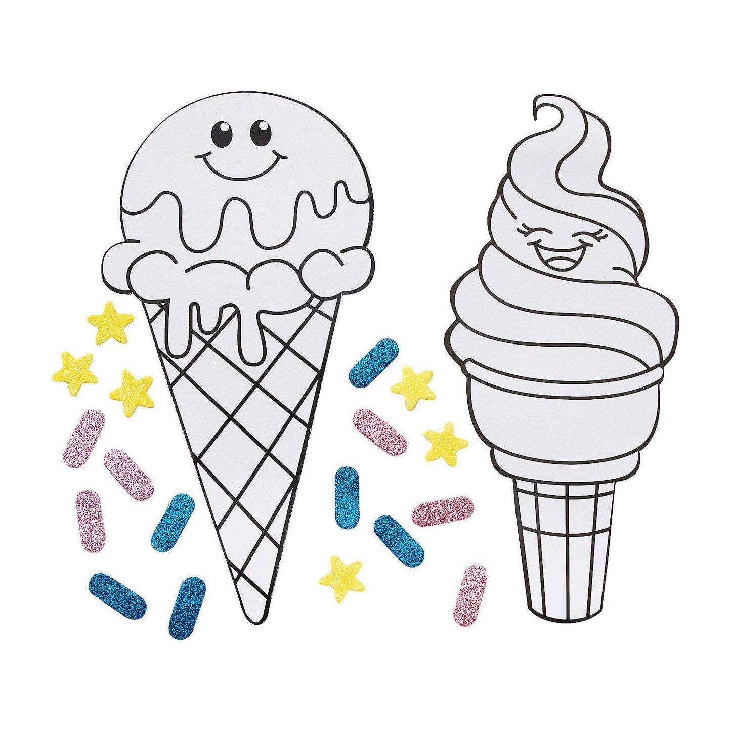 Color Your Own Ice Cream Cones Craft Kit, Assorted, 3"x 7" 12/pk