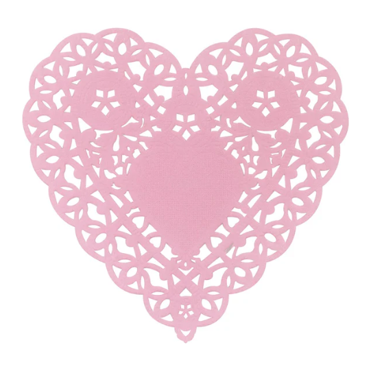 Paper Heart Doilies (Pink, 4", 36 Pack)