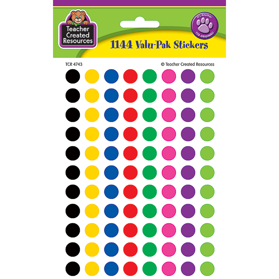 Colorful Mini Dot Stickers Value Pack 3/8" 1144/pk