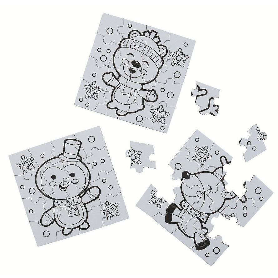 DIY Mini Winter Puzzles 50/pk 16 Pc Puzzle 4" x 4"