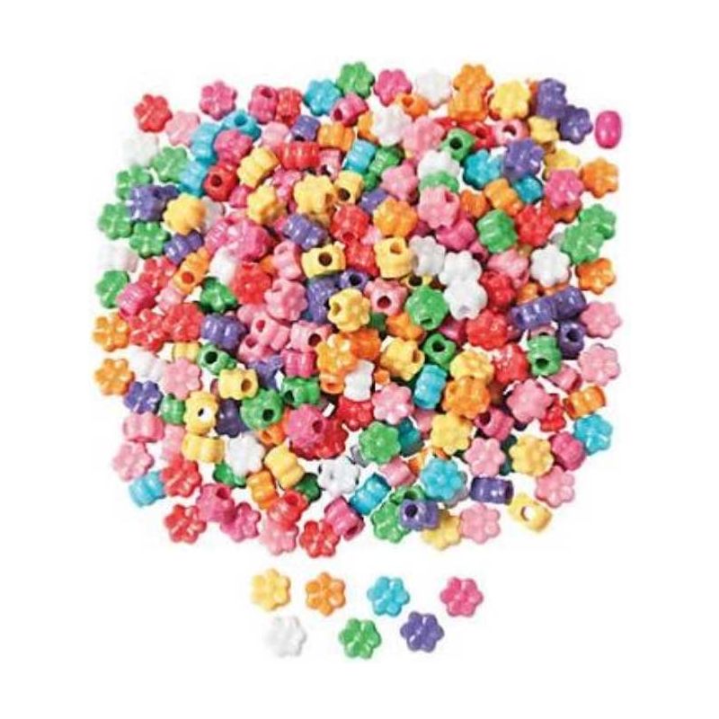 Plastic Flower Pony Beads 1/2 Lb. (approx 600pcs)