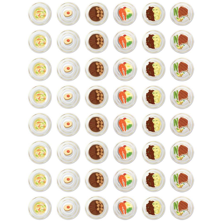 Table Settings Food Stickers Round 19mm Color Print 10/pk