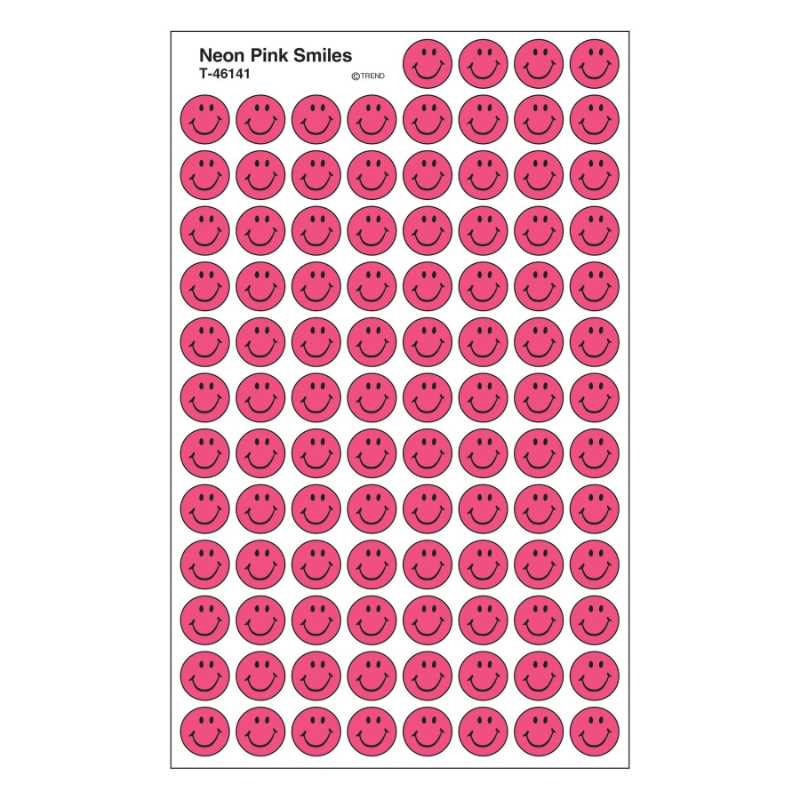 Neon Pink Smile Stickers 7/16" (8 Sheets)