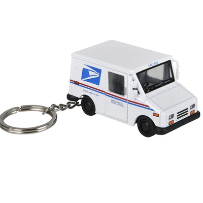 2.5" Die-Cast Pull Back Mini Postal Carrier Truck Keychain, 1pc