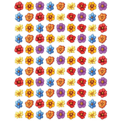 Flower Stickers 13mm Round Color Print 10/pk