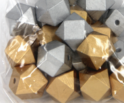 Gold/Silver Wooden Beads 18/pk (closeout)