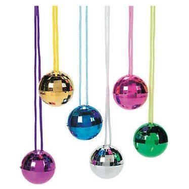 Plastic Disco Ball Necklaces 12/pk