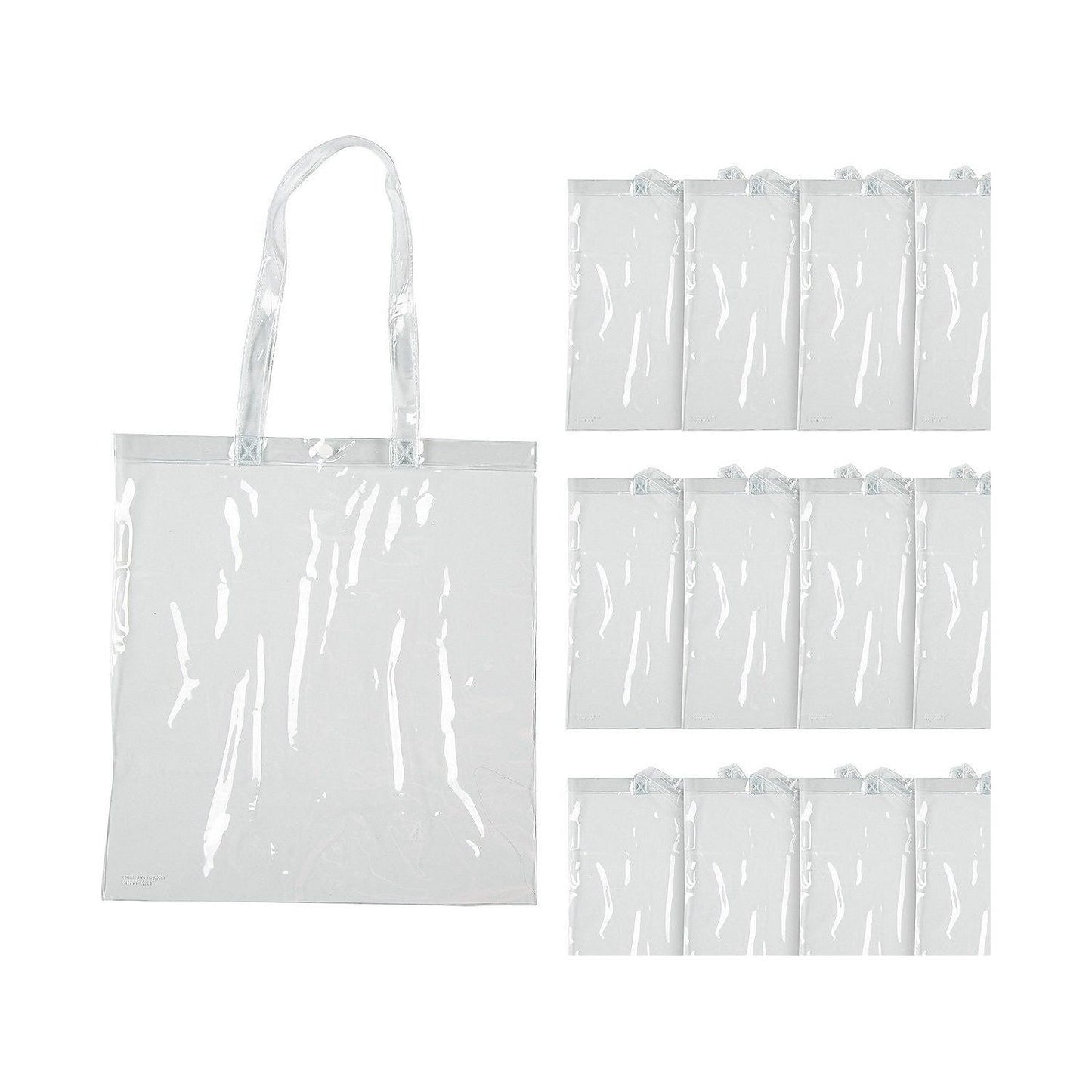 15" x 16" Large Clear Transparent Tote Bags – 12 Pc.