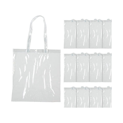 15" x 16" Large Clear Transparent Tote Bags – 12 Pc.