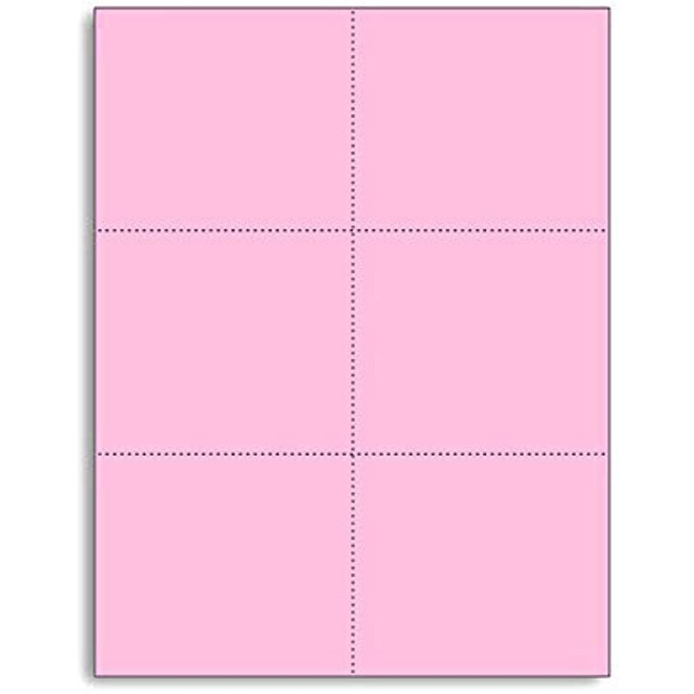 Perforated Cards 6/pg 50/sheets Pink 3"x4"