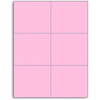Perforated Cards 6/pg 50/sheets Pink 3"x4"