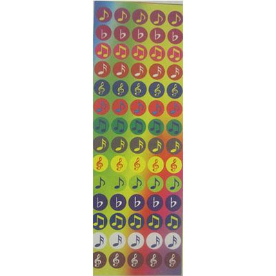 Music Notes Foil Circle Stickers 0.5" 25/pk