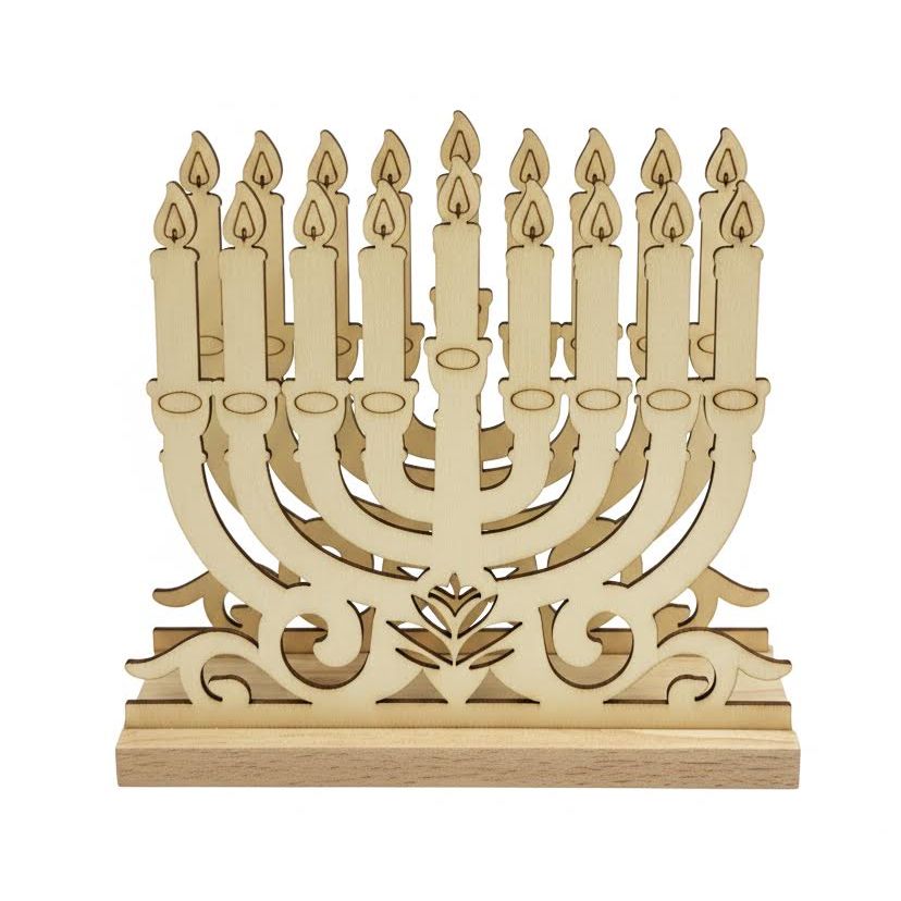Menorah Napkin Holder 5.5"x2" 3 piece 1/set
