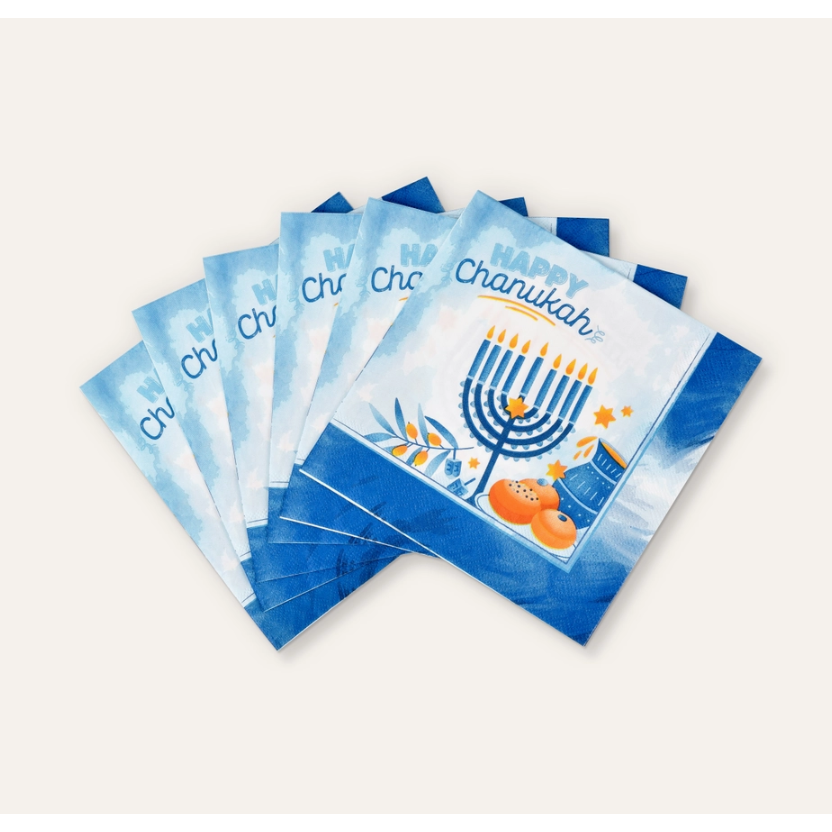 Chanukah Napkins - Blue Design 20/pk