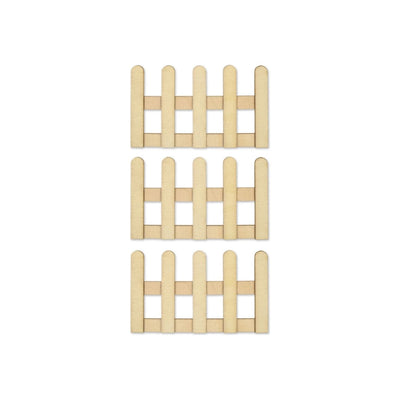 Wooden Picket Fence 6 x 10cm 3/pk