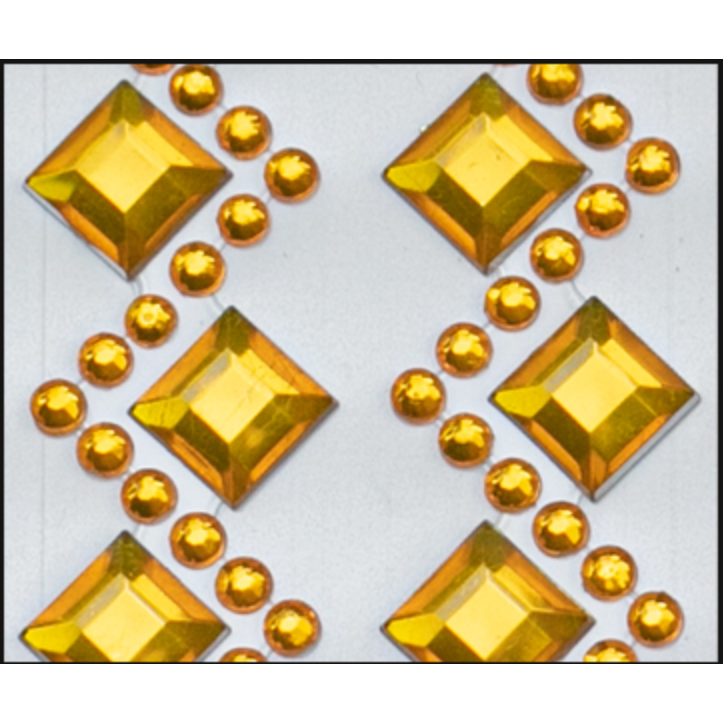 Adhesive Rhinestone Waved & Square Gold 16mm